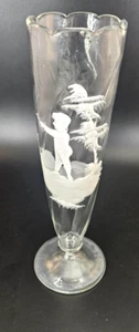 Jarrón ANTQ Mary Gregory Bohemio Cristal Brote 1800 Victoriano Academia Gótico 9" - Imagen 1 de 18