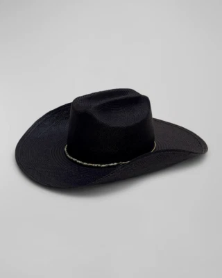 Sombrero de Vaquero Van Palma Para Mujer Negro Paja UV Tejido a Mano Ecuador Talla M Foto 1 de 2
