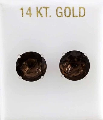 GENUINE 8.36 Cts SMOKY TOPAZ EARRINGS 14K WHITE GOLD -Free Certificate Appraisal - Image 1 of 4