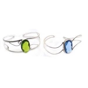 Tanzanite Peridot Simulated Gemstone Silver Plated Combo Bracelet 7'' to 8'' K48 - Picture 1 of 5