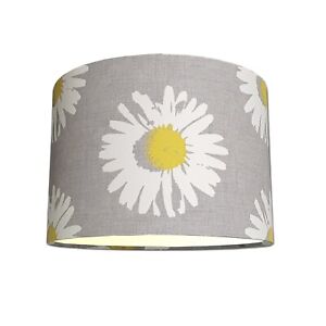 Lampshade in Capri Chartreuse Grey Daisy Fabric Handmade Various Sizes Free Post