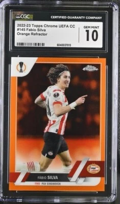 2022-23 Topps Chrome UEFA Fabio Silva Orange Refractor /25 CGC 10 - Image 1 of 2