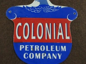 Piatto insegna metallo smaltato petrolio coloniale porcellana misura 8 x 8 pollici - Foto 1 di 3