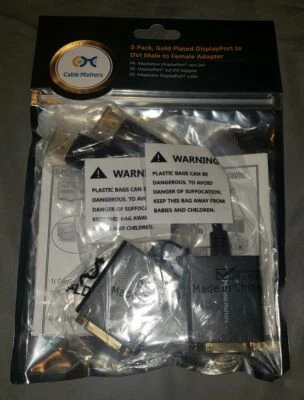Cable Matters 2-Pack Gold Plated DisplayPort to DVI Male to Female Adapter NEW - Image 1 of 4