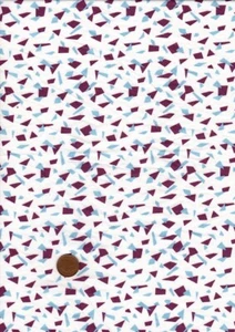 100% Cotton Fabric Shirting Burgundy Aqua White Small Geometric Patchwork Craft - Picture 1 of 1