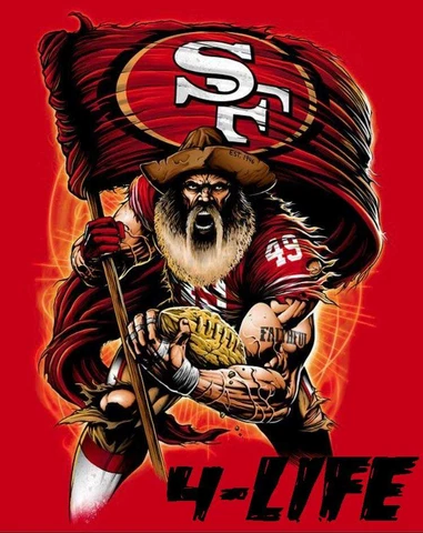 2 San Francisco 49ers Mascot Waterproof Vinyl Stickers 5x3.75 Car Decals Cover