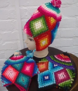HAND KNITTED CHULLO HAT ~ EAR FLAPS ~ SOFT & WARM  MADE IN PERU - Picture 1 of 11