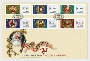 iom 2024 father christmas Santa Claus pere noel Weihnachtsmann Babbo 6v S/AD FDC - Picture 1 of 1