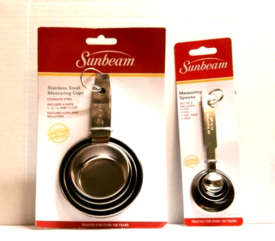 JUEGO DE TAZAS MEDIDORAS + CUCHARAS MEDIDORAS SUNBEAM ACERO INOXIDABLE NUEVO Foto 1 de 2