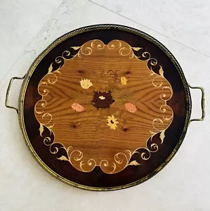 Großes Vintage Birks italienisches Intarsien Tablett Intarsien Holz und Messing Waschtisch Servieren - Bild 1 von 11