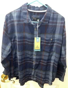 prAna NWT Blue Checked Fillary Shirt Womens Small Long Sleeve Button Up - Picture 1 of 13