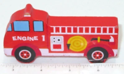 Camión de bomberos rojo madera bloque bombero juguete figura coche Foto 1 de 3