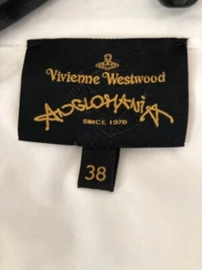 POSH WESTWOOD ANGLOMANIA FOLDED PLACKET S/S COTTON BUTTON DTL CHIC BLOUSE TOP 38 - Picture 1 of 11