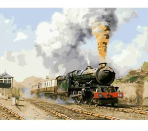 Paint By Numbers Adults kids Steam Train View DIY Painting Kit 40x50CM Canvas - Picture 1 of 10