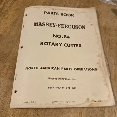 Vintage 1961 Massey Ferguson No. 84 Rotary Cutter Parts Book - Image 1 of 4