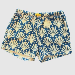 New Mini Boden Girl Blue Geo Coral Scallop Shell Terry Shorts 11 Y Swim Pockets - Picture 1 of 6