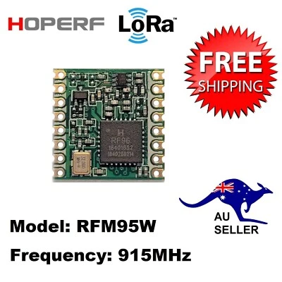 HopeRF RFM95W-915S2 915MHz LoRa Ultra Long Range Transceiver, SX1276 Compatible - image 1 of 4