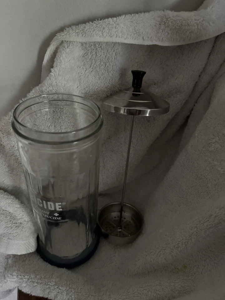 Tarro de vidrio desinfectante barbicida barberos vintage con tapa de metal e inserto Foto 1 de 4