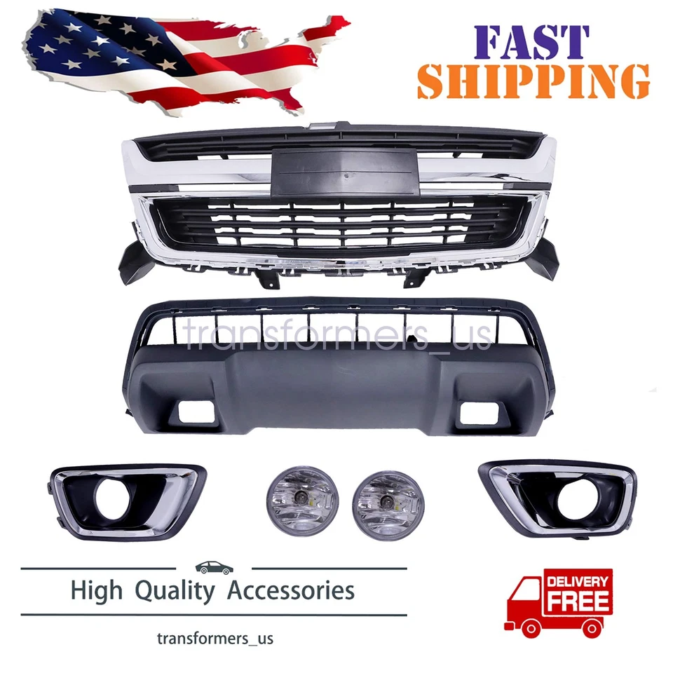 6PCS Of Front Grille/Lower Skid Plate/Fog Light For 2015-2020 Chevrolet Colorado - Image 1 of 4