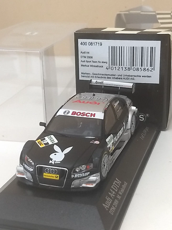 MINICHAMPS 1/43 400081719 AUDI A4 DTM 2008 #19 M. WINKELHOCK "PLAYBOY" 1104 pcs - Immagine 1 di 4