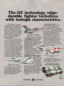 General Electric Vintage Print Ad Fighter Turbofan Engines 1981 - Imagen 1 de 1