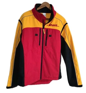 DHL Delivery Jacket New Mens Medium M Red Black Yellow Full Zip Fleece - Picture 1 of 7