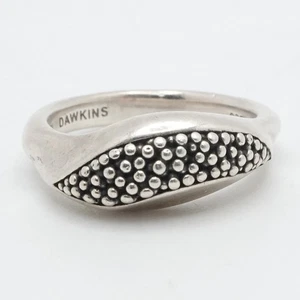 Michael Dawkins Sterling Silver Pebbled Wave Band Ring Size 7.25 - Picture 1 of 7