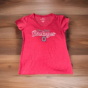 NEW Ohio State Buckeyes OSU Colosseum SS Red V-Neck Tee Shirt Women's Large - Picture 1 of 8