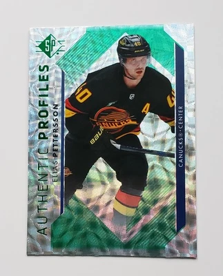 2023-24 SP HOCKEY Authentic Profiles - Elias Pettersson #AP-20 Green Foil  - Image 1 of 2