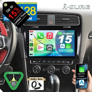 DAB+ 6+128G Android 15 AutoRadio Carplay BT GPS Navi Für VW Golf 7 MK7 2012-2017 - Bild 1 von 15