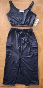 No Boundaries Henley Tank and Maxi Skirt Set w/ cargo pockets Black Size XS 0-2 - Picture 1 of 14