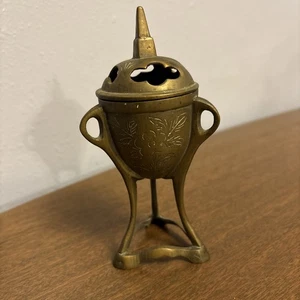ANTIKE Bronze Räuchergefäß Dreibein Urne Jugendstil Dekor selten - Bild 1 von 6