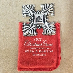 Cruz de plata esterlina Reed & Barton 1973 adorno 3 1/8" X 3 1/4" 16 gr. COLGANTE - Imagen 1 de 6