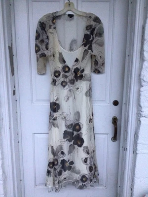 Vestido midi floral blanco y marrón manga corta para mujer Komarov talla XL, EE. UU. Foto 1 de 4