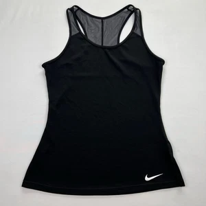 Nike Dri Fit Tank Top Black Ribbed Racerback Womens Small - Picture 1 of 7