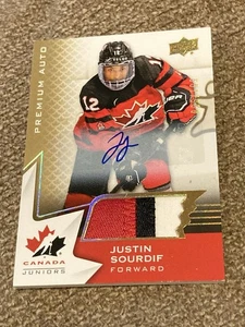 Justin Sourdif 2020 Team Canada Juniors Auto Triple Patch SP /199 Canada - Bild 1 von 2