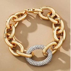 Neu mit Etikett Anthropologie Grobes Gold Kettenglied Armband mit funkelndem Glied - Bild 1 von 5