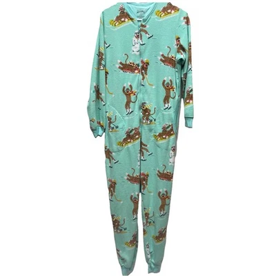 Nick & Nora женский размер маленький цельный пижамы все в одном кармане носок обезьян - Изображение 1 из 4