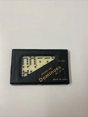 (Set of 28) Double Six Dominoes in PVC Carry Case Traditional Travel Family Game - Image 1 of 3