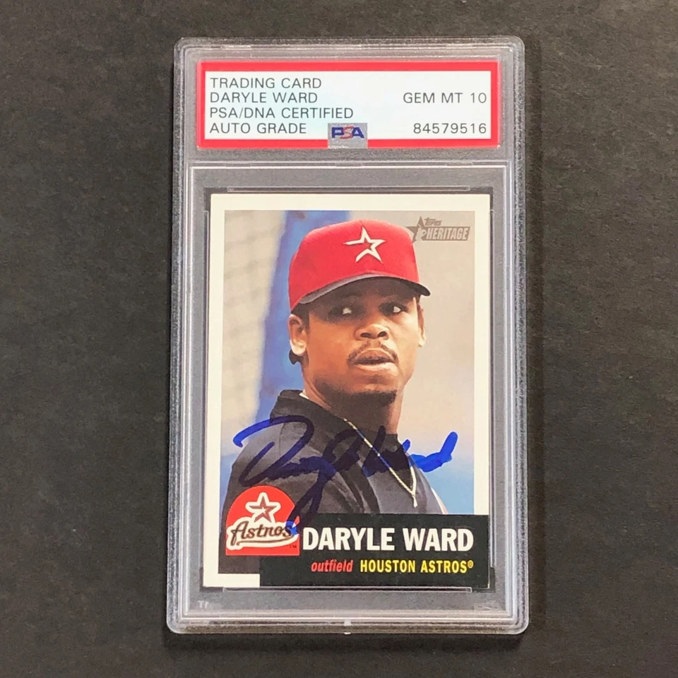 2002 Topps Heritage #166 Daryle Ward Card PSA Slabbed Auto 10 Astros - Image 1 of 2