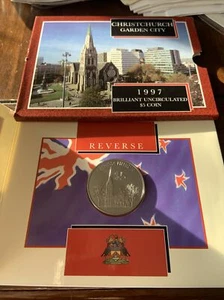 1997 New Zealand Uncirculated 5 Dollars Coin- City of Christchurch Mintage 5,000 - Picture 1 of 4