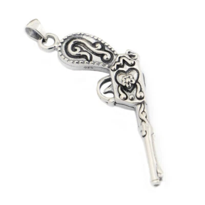 Pingentes de pistola de prata esterlina 925 joias rock punk 9V015D - Imagem 1 de 4