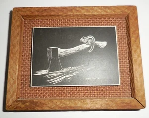 VINTAGE SIGNED KEN SMITH SCRATCHBOARD DRAWING WITH A CHIPMUNK DESIGN NR - Picture 1 of 5