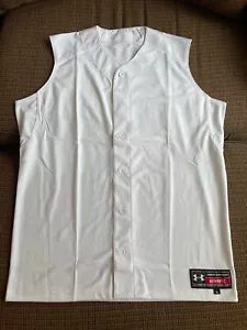 Under Armour Auth Poly Mesh Baseball Button Down Jersey Vest White Blank XL New! - Picture 1 of 10