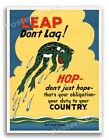1942 « Leap » acheter des obligations de guerre ! Affiche style vintage Seconde Guerre mondiale - 20x28