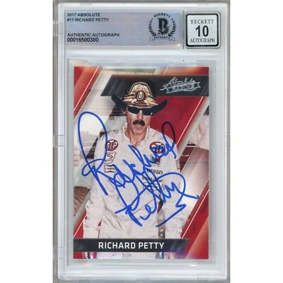 Richard Petty Signed 2017 Panini Absolute #17 NASCAR BAS Slabbed BGS Auto 10 - Image 1 of 4