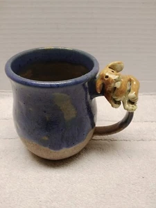 Handmade Studio Art Pottery Mug,Dog-Puppy Handle  - Picture 1 of 7