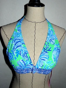 LILLY PULITZER ELISE Triangle Bikini Top  "KEEPIN IT REEL"  Size 6  NWT  $98 - Picture 1 of 4