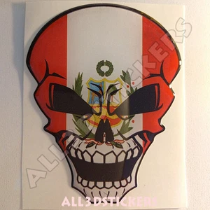 Sticker Flag Peru Skull Adhesive Decal Resin Domed Car Moto Tablet Laptop 3D - Picture 1 of 3