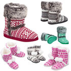 Ladies Girls Fairisle Bootie Slippers Size 3 to 8 UK WINTER WARM FUR LINED BOOTS